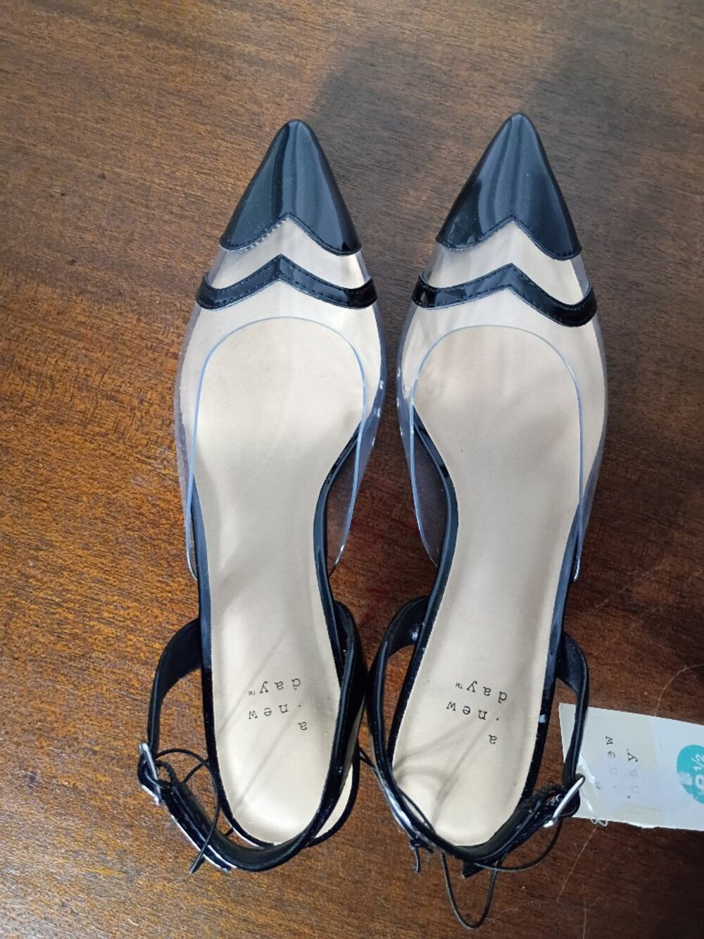 A New Day black and clear Eleanor kitten heels size 8-1/2